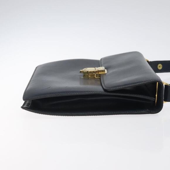 CELINE Shoulder Bag Leather Navy Gold - Picture 4 of 13